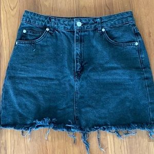 Topshop black denim mini skirt